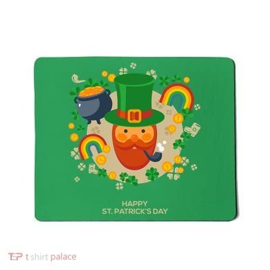 Happy St. Patrack's Day Leprechaun Smoking Pipe Mousepad