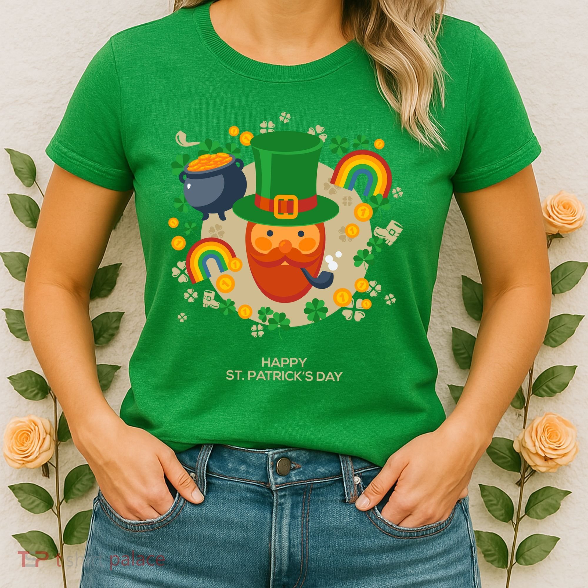 Happy St. Patrack's Day Leprechaun Smoking Pipe Women's T-Shirt