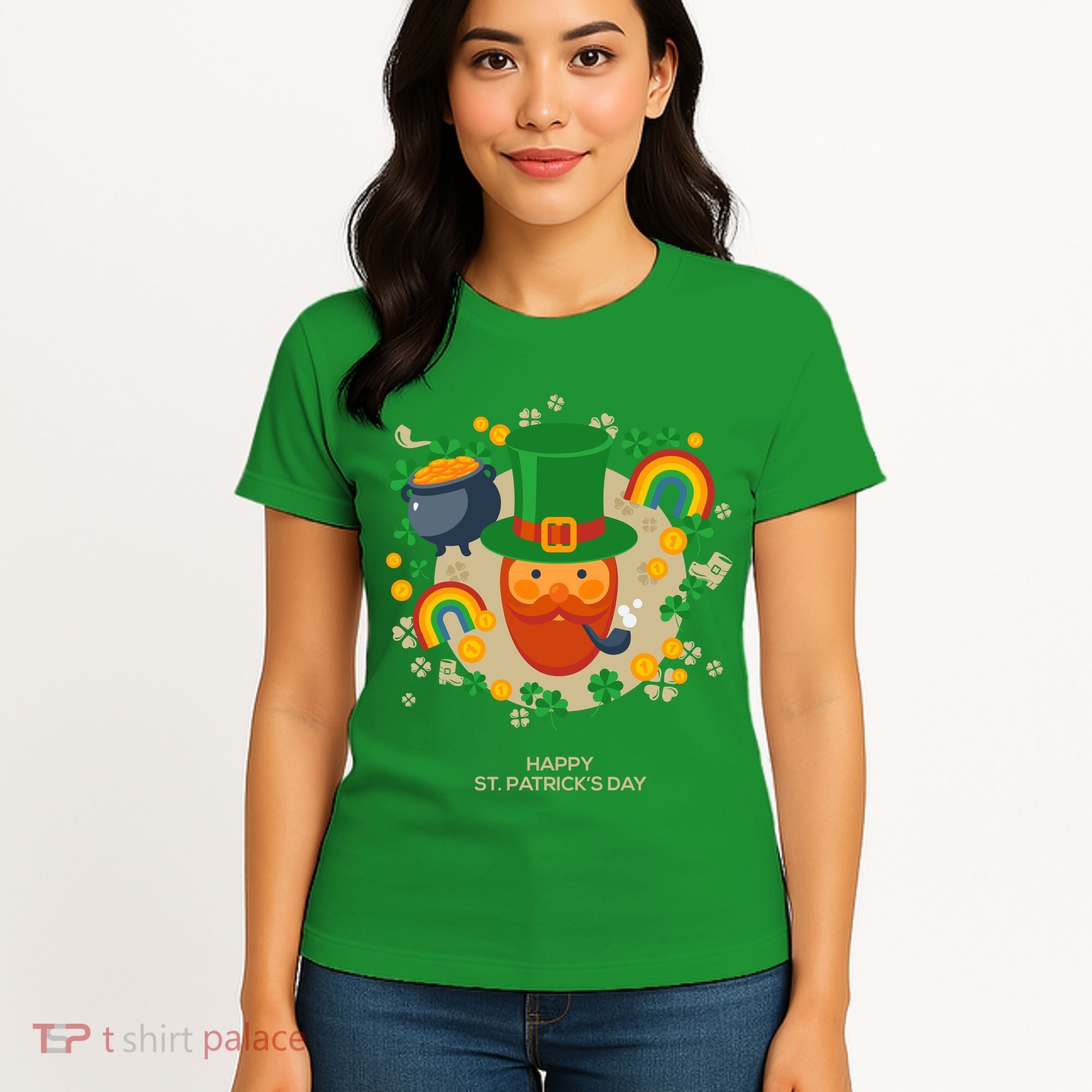Happy St. Patrack's Day Leprechaun Smoking Pipe Women's T-Shirt