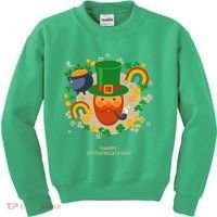 Happy St. Patrack's Day Leprechaun Smoking Pipe Kids Sweatshirt thumb 0