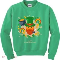 Happy St. Patrack's Day Leprechaun Smoking Pipe Kids Sweatshirt thumb 0