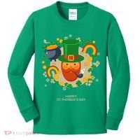 Happy St. Patrack's Day Leprechaun Smoking Pipe Kids Long Sleeve Shirt thumb 0