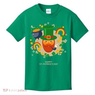 Happy St. Patrack's Day Leprechaun Smoking Pipe Kids T-Shirt