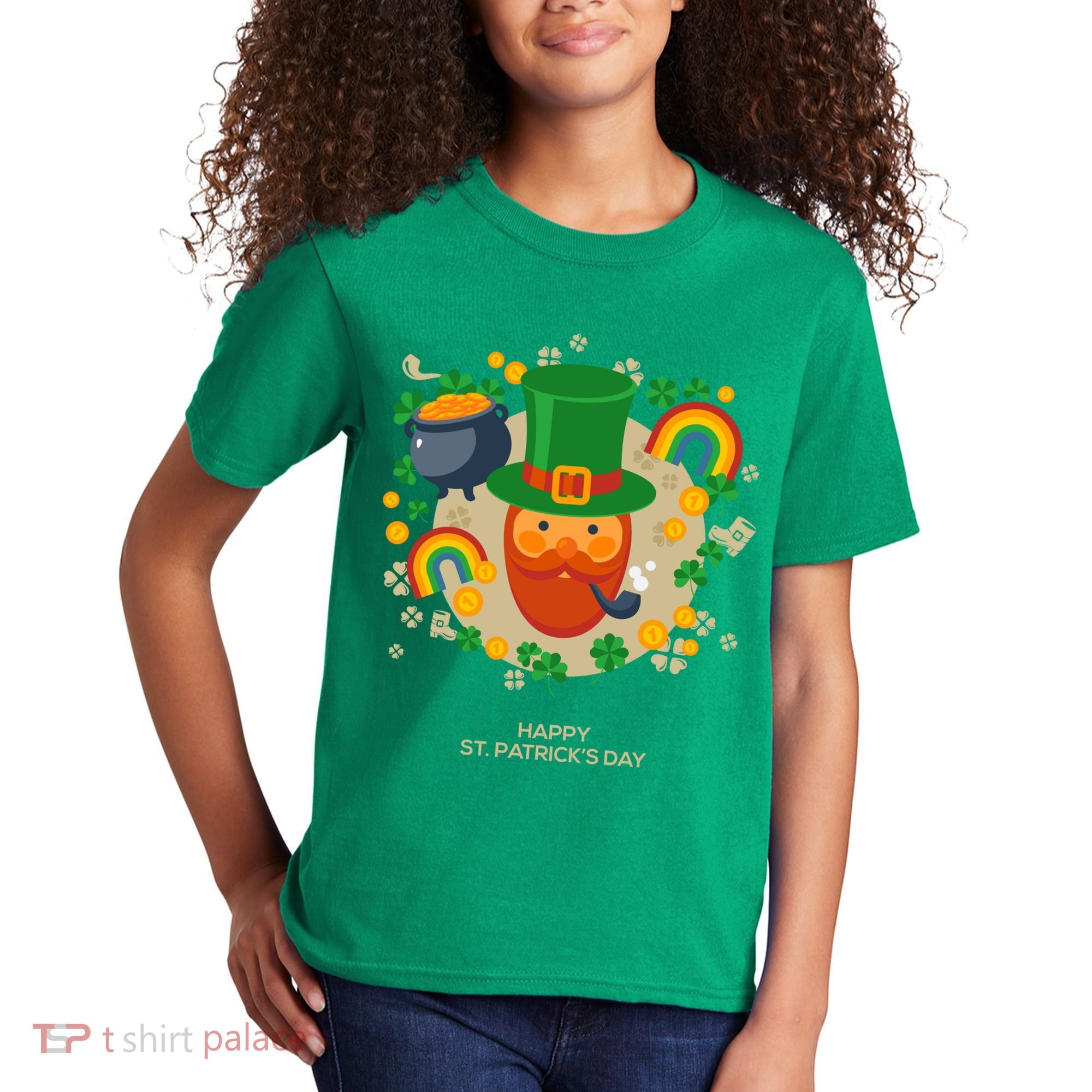 Happy St. Patrack's Day Leprechaun Smoking Pipe Kids T-Shirt