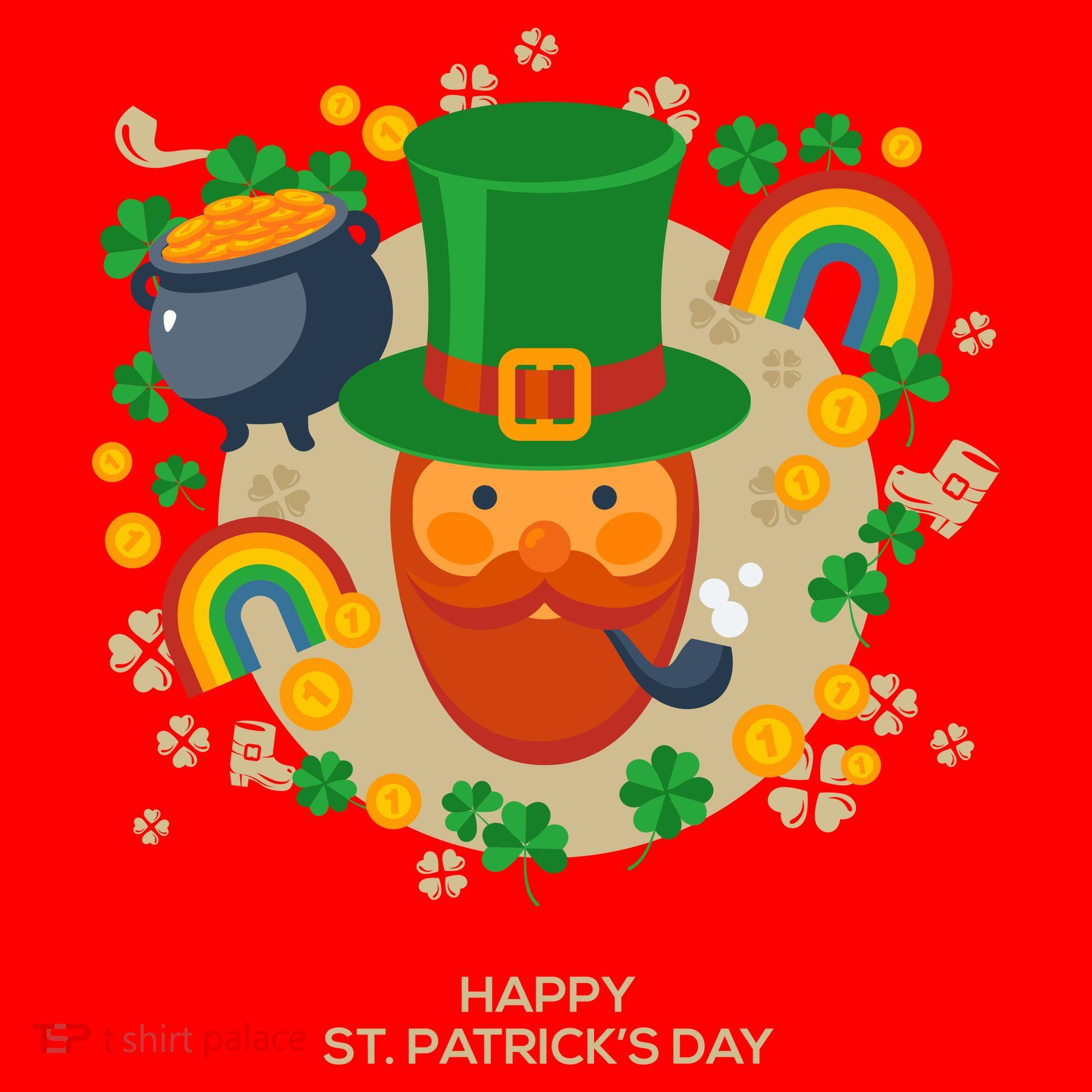 Happy St. Patrack's Day Leprechaun Smoking Pipe Santa Hat