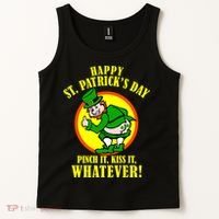 Happy St. Patrick's Day Pinch It, Kiss It, Whatever! Funny Irish Leprechaun Tank Top thumb 2