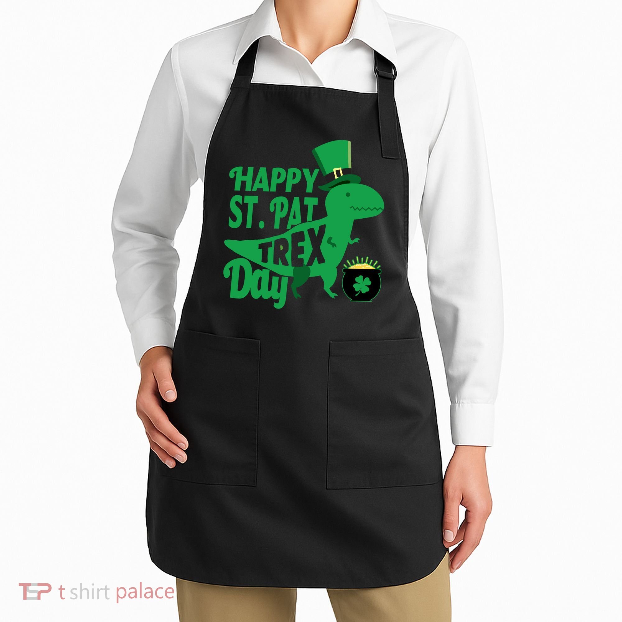 Happy St. Patrick's Pat T-Rrex Day Apron
