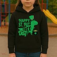 Happy St. Patrick's Pat T-Rrex Day Kids Hoodie thumb 3