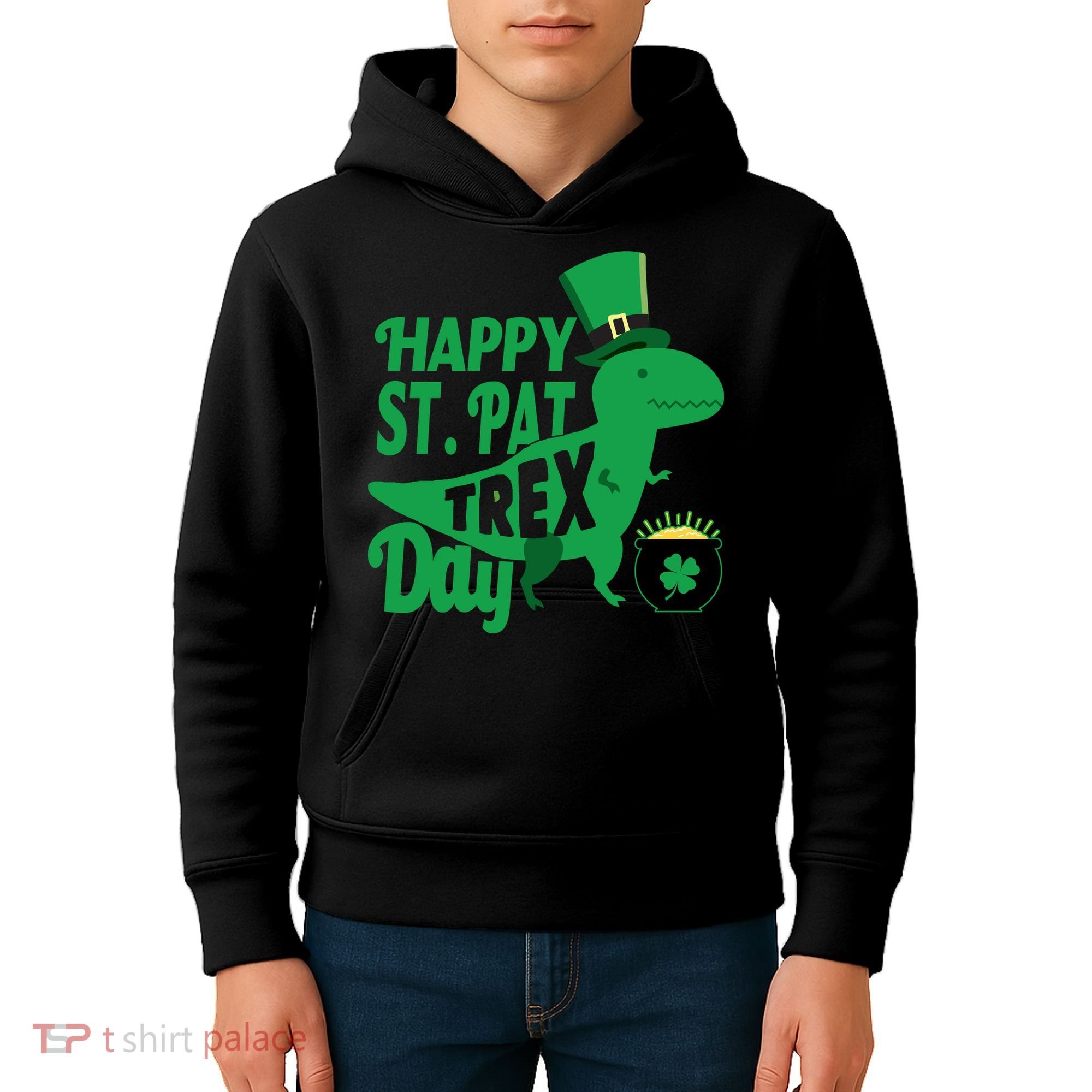 Happy St. Patrick's Pat T-Rrex Day Kids Hoodie