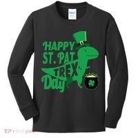 Happy St. Patrick's Pat T-Rrex Day Kids Long Sleeve Shirt thumb 0