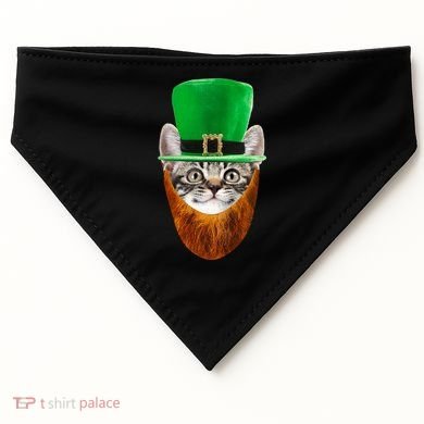 Happy St Catrick's Day Funny Cat Ginger Beard St Patrick's Day USA-Made Doggie Bandana