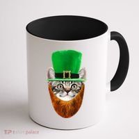 Happy St Catrick's Day Funny Cat Ginger Beard St Patrick's Day Coffee Mug thumb 1