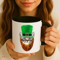 Happy St Catrick's Day Funny Cat Ginger Beard St Patrick's Day Coffee Mug thumb 3