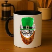 Happy St Catrick's Day Funny Cat Ginger Beard St Patrick's Day Coffee Mug thumb 4