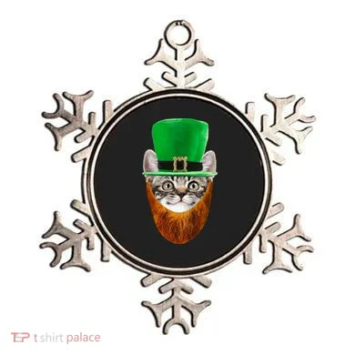 Happy St Catrick's Day Funny Cat Ginger Beard St Patrick's Day Ornament