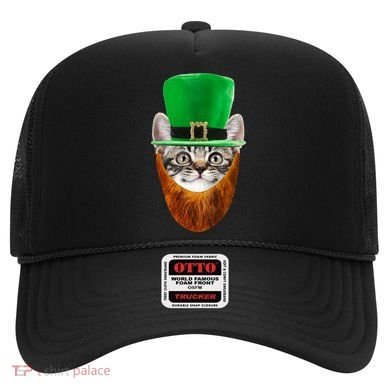 Happy St Catrick's Day Funny Cat Ginger Beard St Patrick's Day Hat