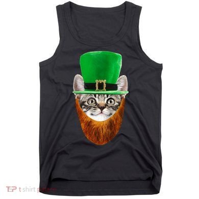 Happy St Catrick's Day Funny Cat Ginger Beard St Patrick's Day Tank Top