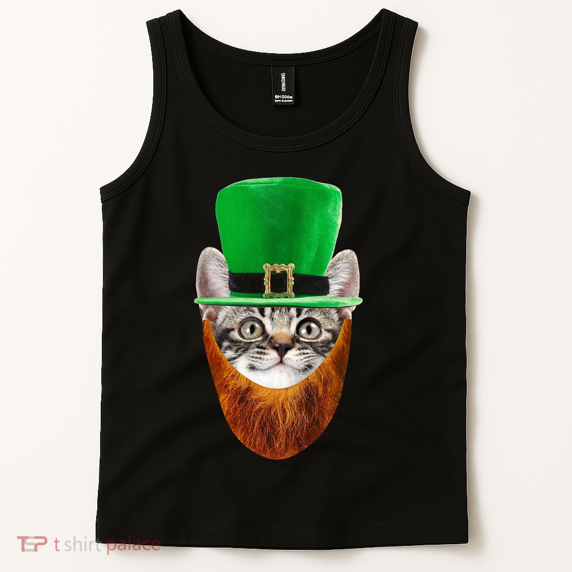 Happy St Catrick's Day Funny Cat Ginger Beard St Patrick's Day Tank Top