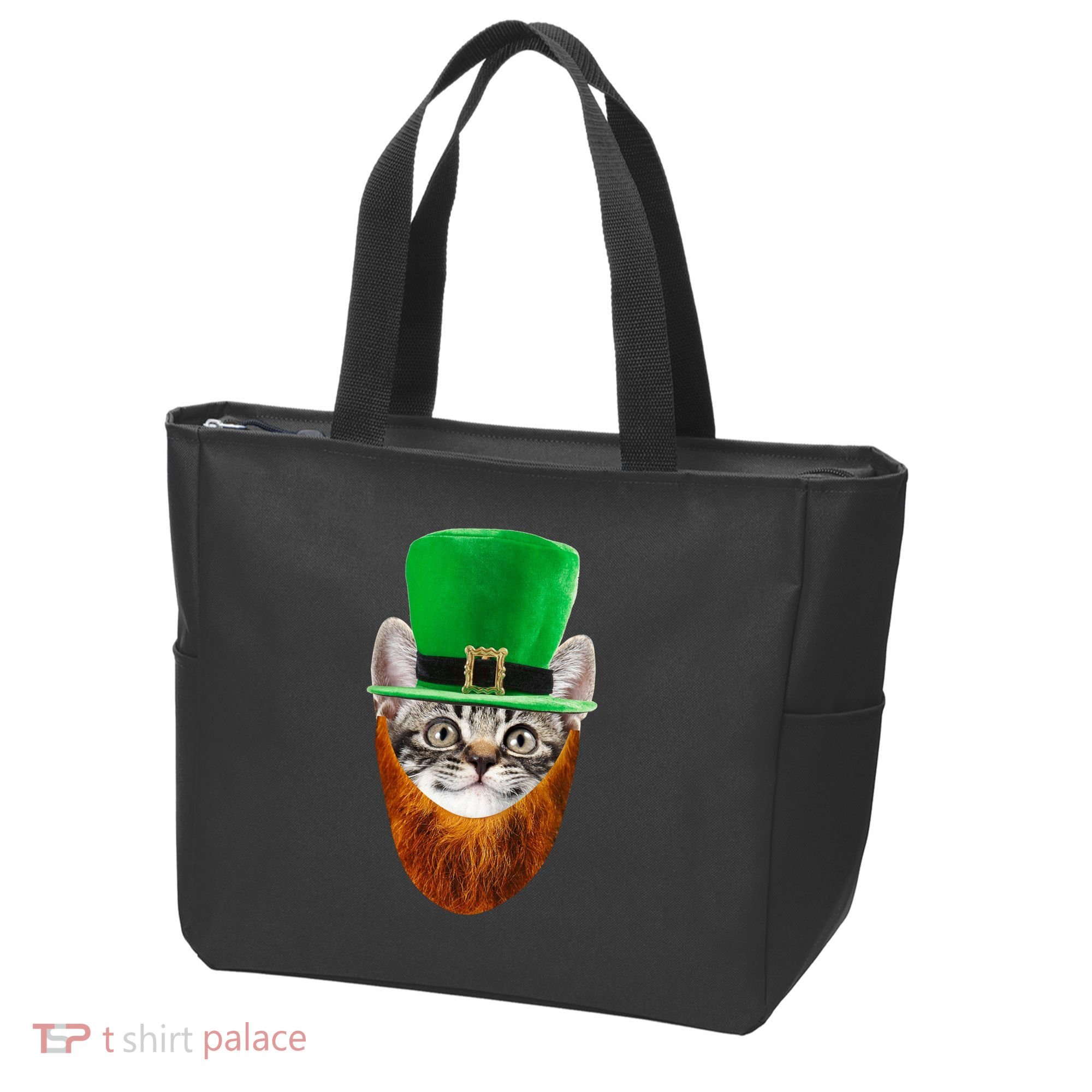 Happy St Catrick's Day Funny Cat Ginger Beard St Patrick's Day Tote Bag