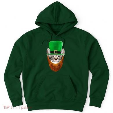 Happy St Catrick's Day Funny Cat Ginger Beard St Patrick's Day Hoodie