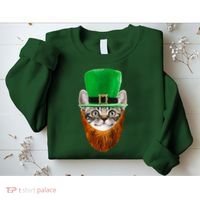 Happy St Catrick's Day Funny Cat Ginger Beard St Patrick's Day Sweatshirt thumb 2
