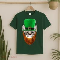 Happy St Catrick's Day Funny Cat Ginger Beard St Patrick's Day T-Shirt thumb 2