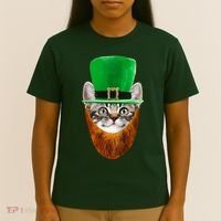Happy St Catrick's Day Funny Cat Ginger Beard St Patrick's Day T-Shirt thumb 4