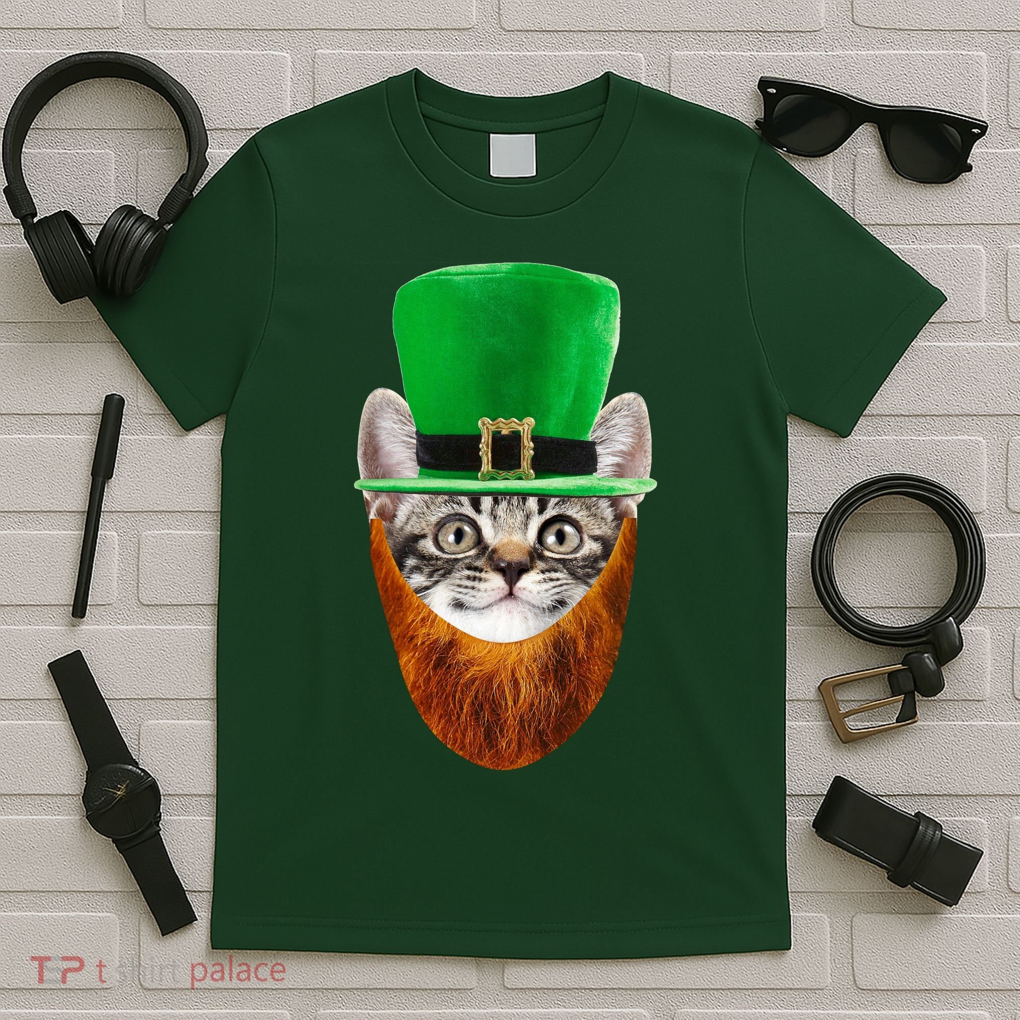 Happy St Catrick's Day Funny Cat Ginger Beard St Patrick's Day T-Shirt