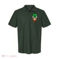 Happy St Catrick's Day Funny Cat Ginger Beard St Patrick's Day Polo thumb 0