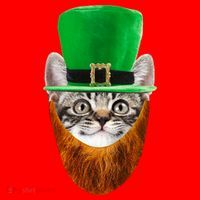Happy St Catrick's Day Funny Cat Ginger Beard St Patrick's Day Santa Hat thumb 1