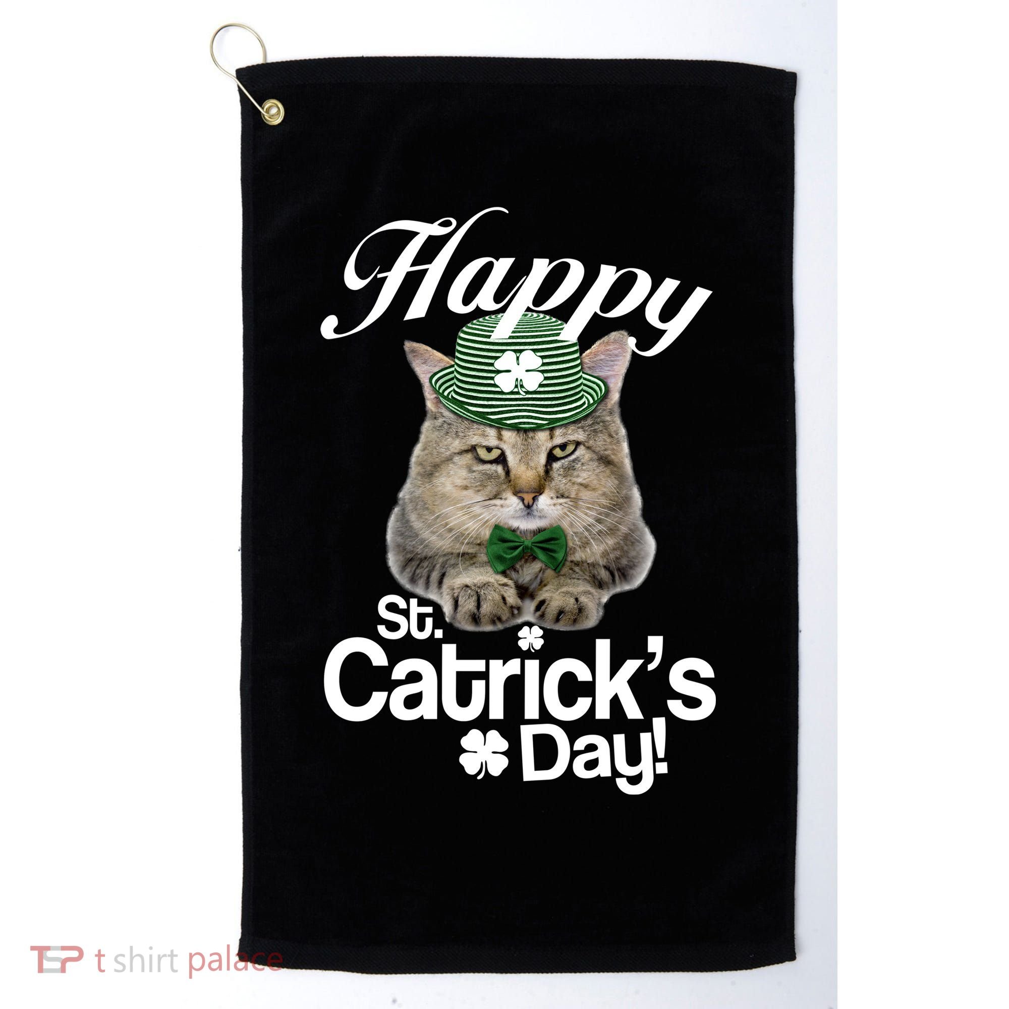 Happy St Catrick's Day Irish Cat Golf Towel