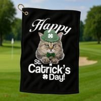 Happy St Catrick's Day Irish Cat Golf Towel thumb 1