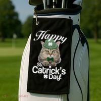 Happy St Catrick's Day Irish Cat Golf Towel thumb 2