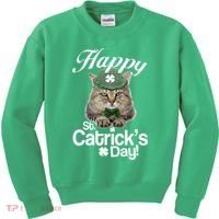 Happy St Catrick's Day Irish Cat Kids Sweatshirt thumb 0