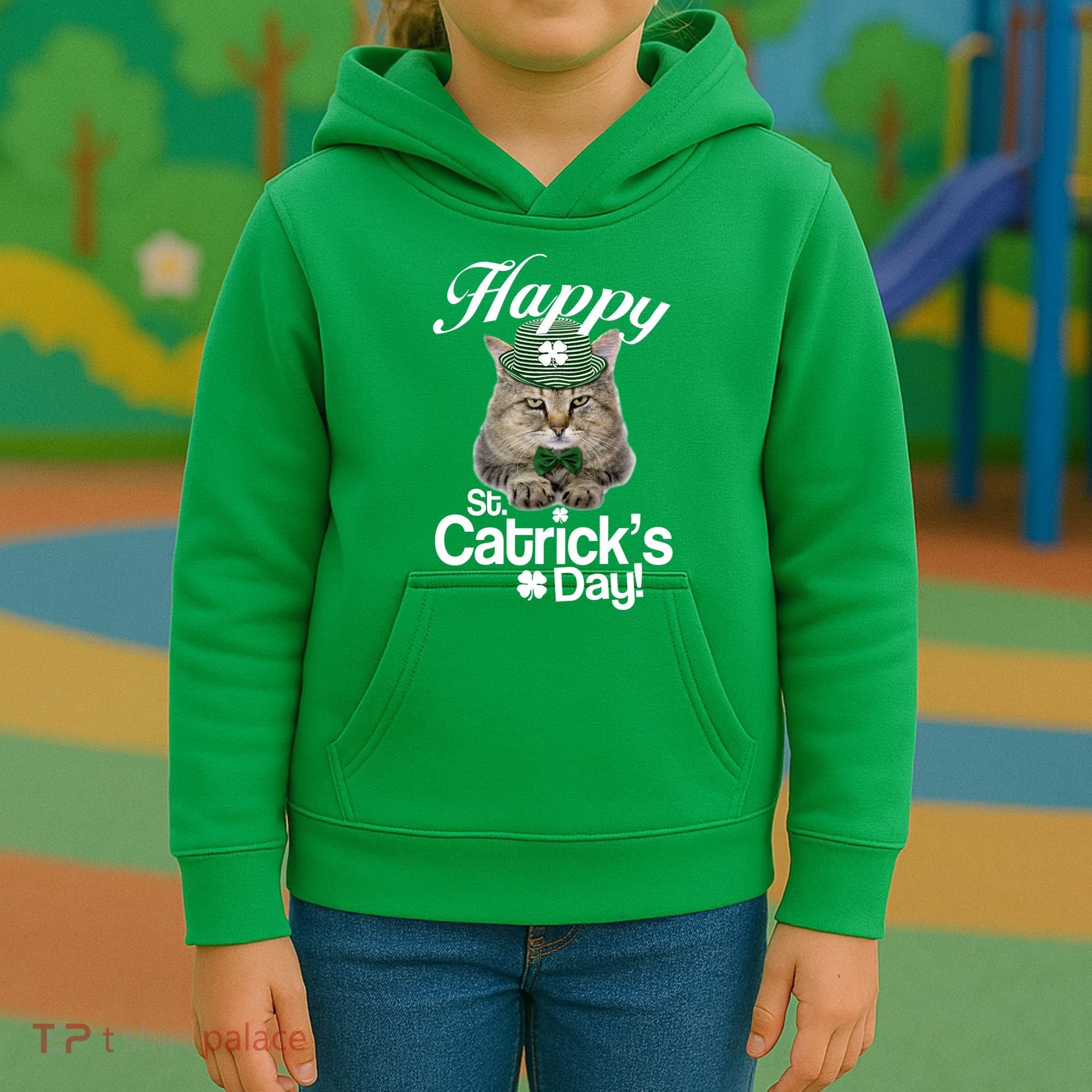 Happy St Catrick's Day Irish Cat Kids Hoodie