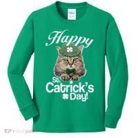 Happy St Catrick's Day Irish Cat Kids Long Sleeve Shirt thumb 0