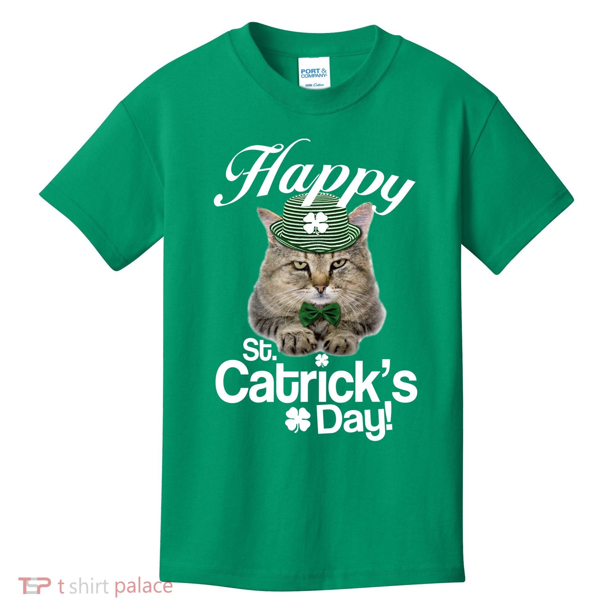 Happy St Catrick's Day Irish Cat Kids T-Shirt