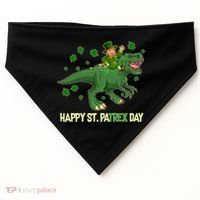 Happy St PaTREX Day Leprechaun Riding T-Rex Dinosaur USA-Made Doggie Bandana thumb 0
