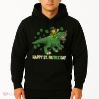 Happy St PaTREX Day Leprechaun Riding T-Rex Dinosaur Hoodie thumb 2