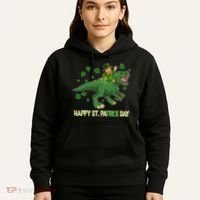 Happy St PaTREX Day Leprechaun Riding T-Rex Dinosaur Hoodie thumb 5