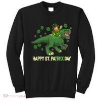 Happy St PaTREX Day Leprechaun Riding T-Rex Dinosaur Sweatshirt thumb 0