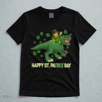 Happy St PaTREX Day Leprechaun Riding T-Rex Dinosaur T-Shirt thumb 5