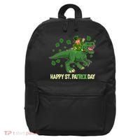 Happy St PaTREX Day Leprechaun Riding T-Rex Dinosaur 16 in Basic Backpack thumb 0