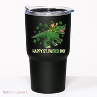 Happy St PaTREX Day Leprechaun Riding T-Rex Dinosaur Tumbler thumb 0