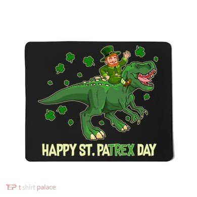 Happy St PaTREX Day Leprechaun Riding T-Rex Dinosaur Mousepad