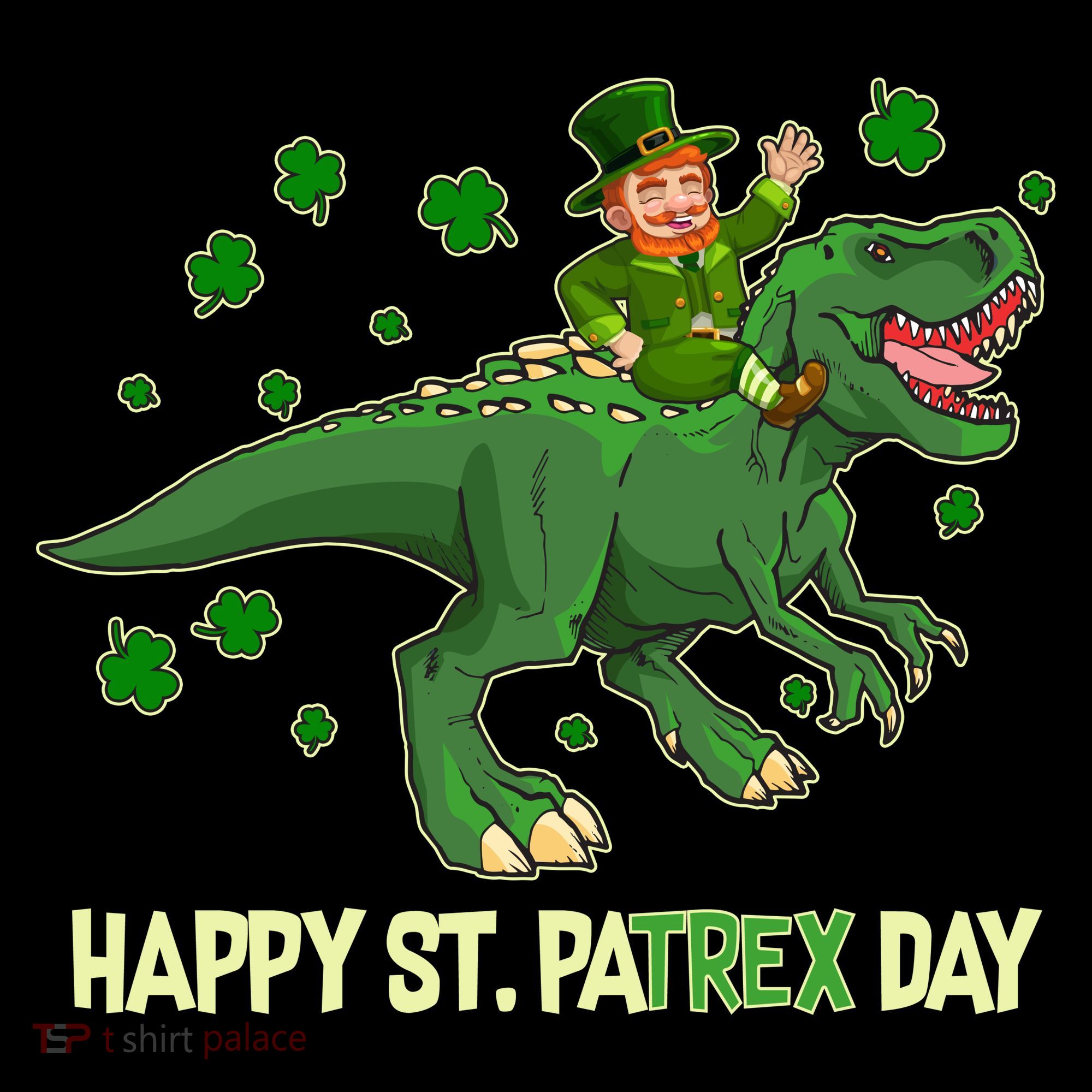 Happy St PaTREX Day Leprechaun Riding T-Rex Dinosaur Ornament