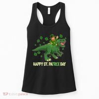 Happy St PaTREX Day Leprechaun Riding T-Rex Dinosaur Women's Tank Top thumb 0