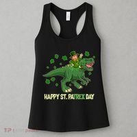 Happy St PaTREX Day Leprechaun Riding T-Rex Dinosaur Women's Tank Top thumb 3