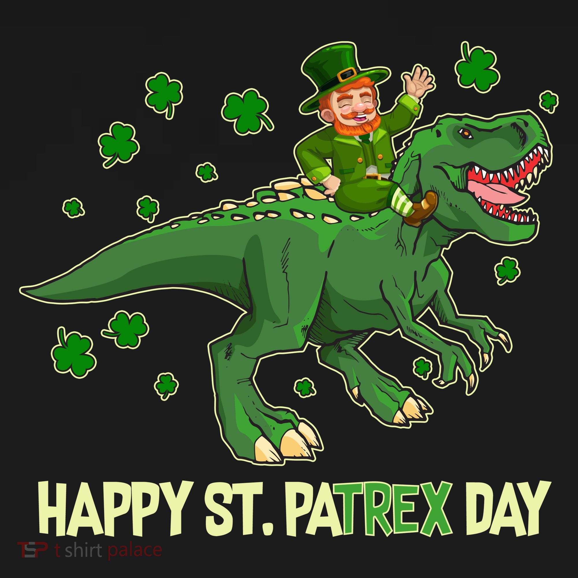Happy St PaTREX Day Leprechaun Riding T-Rex Dinosaur Baby Bodysuit