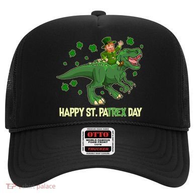 Happy St PaTREX Day Leprechaun Riding T-Rex Dinosaur Hat